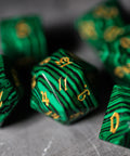 URWizards Dnd Malachite Gemstone Engraved Dice Set Magical Style - Urwizards