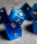 URWizards Dnd Blue Cat's Eye Gemstone Engraved Dice Set Magical Style - Urwizards