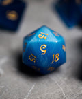 URWizards Dnd Blue Cat's Eye Gemstone Engraved Dice Set Magical Style - Urwizards