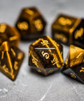 URWizards Dnd Tiger's Eye Gemstone Engraved Dice Set Magical Style - Urwizards