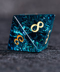 URWizards D&D Blast Blue Glass Engraved Dice Set YEET & F*CK - Urwizards