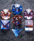 URWizards D&D Resin Dawn Glitter Engraved Dice Set Moon Style - Urwizards