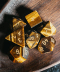 URWizards Dnd Tiger's Eye Engraved Dice Set Wizard lightning Style - Urwizards