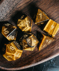 URWizards Dnd Tiger's Eye Engraved Dice Set Wizard lightning Style - Urwizards