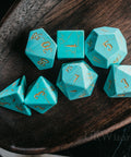 URWizards Dnd Turquoise Engraved Dice Set Wizard lightning Style - Urwizards