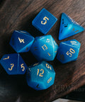 URWizards Dnd Blue Cat's Eye Engraved Dice Set Wizard lightning Style - Urwizards