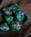 URWizards Dnd Ruby in Zoisite Engraved Dice Set Wizard lightning Style - Urwizards
