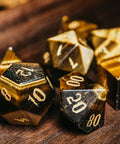 URWizards Dnd Tiger's Eye Engraved Dice Set Wizard lightning Style - Urwizards