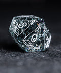 URWizards D&D Blast Black Glass Engraved Dice Set Astrology Style - Urwizards