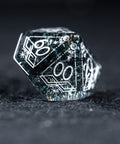 URWizards D&D Blast Black Glass Engraved Dice Set Astrology Style - Urwizards