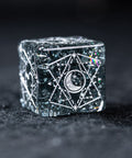 URWizards D&D Blast Black Glass Engraved Dice Set Astrology Style - Urwizards