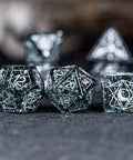 URWizards D&D Blast Black Glass Engraved Dice Set Astrology Style - Urwizards