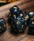 URWizards Dnd Blue Sandstone Engraved Dice Set Wizard lightning Style - Urwizards
