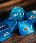 URWizards Dnd Blue Cat's Eye Engraved Dice Set Wizard lightning Style - Urwizards