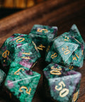 URWizards Dnd Ruby in Zoisite Engraved Dice Set Wizard lightning Style - Urwizards