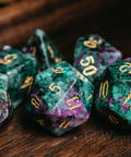URWizards Dnd Ruby in Zoisite Engraved Dice Set Wizard lightning Style - Urwizards