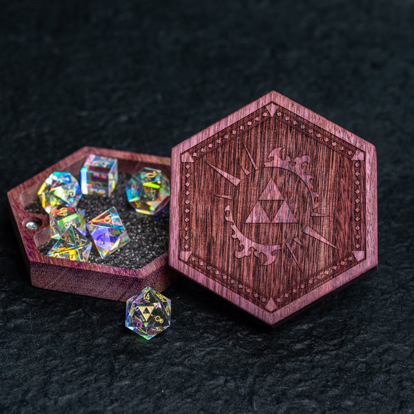URWizards Engraved Purple Heart D&D Dice Box Triforce - Urwizards
