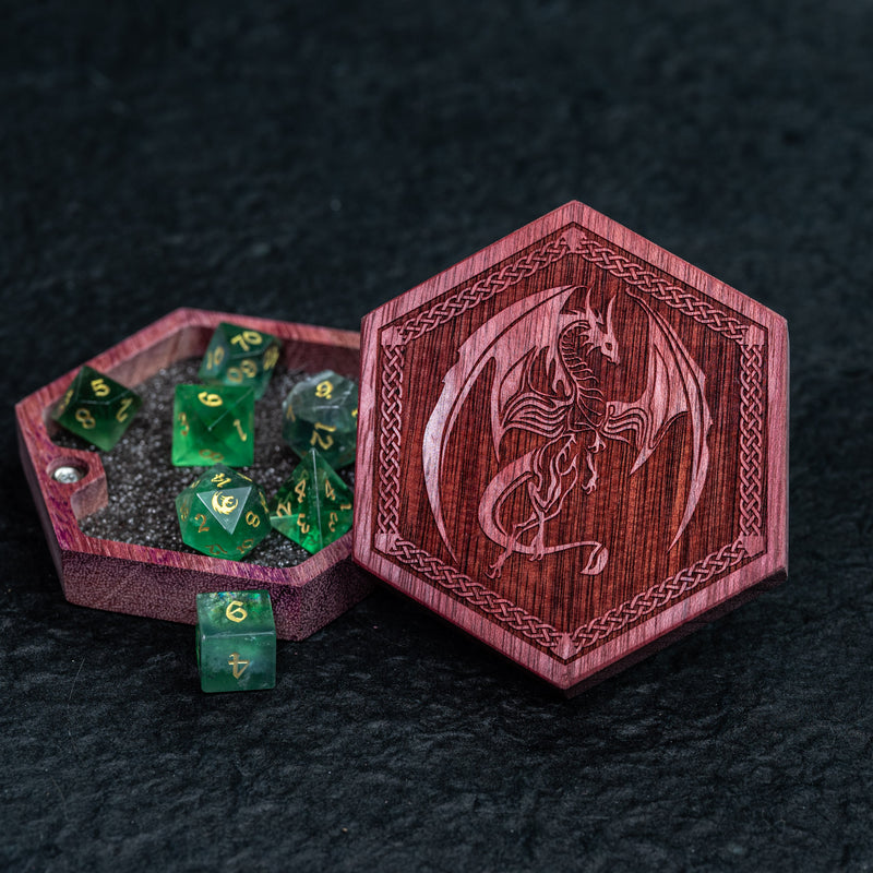 URWizards Engraved Purple Heart D&D Dice Box Dragon - Urwizards