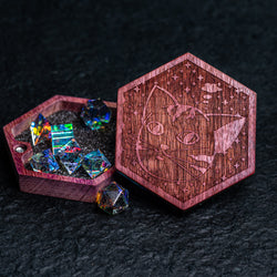 URWizards Engraved Purple Heart D&D Dice Box Meow - Urwizards