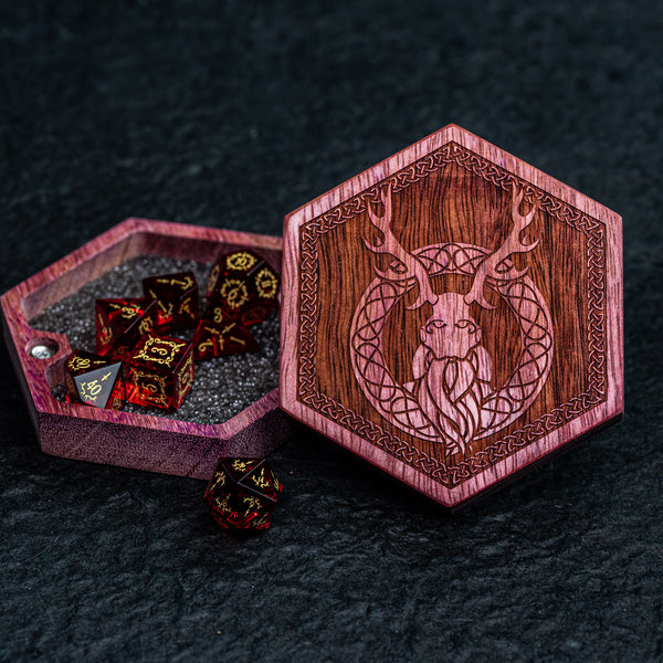 URWizards Engraved Purple Heart D&D Dice Box Druid - Urwizards