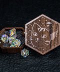 URWizards Engraved Walnut D&D Dice Box Meow - Urwizards