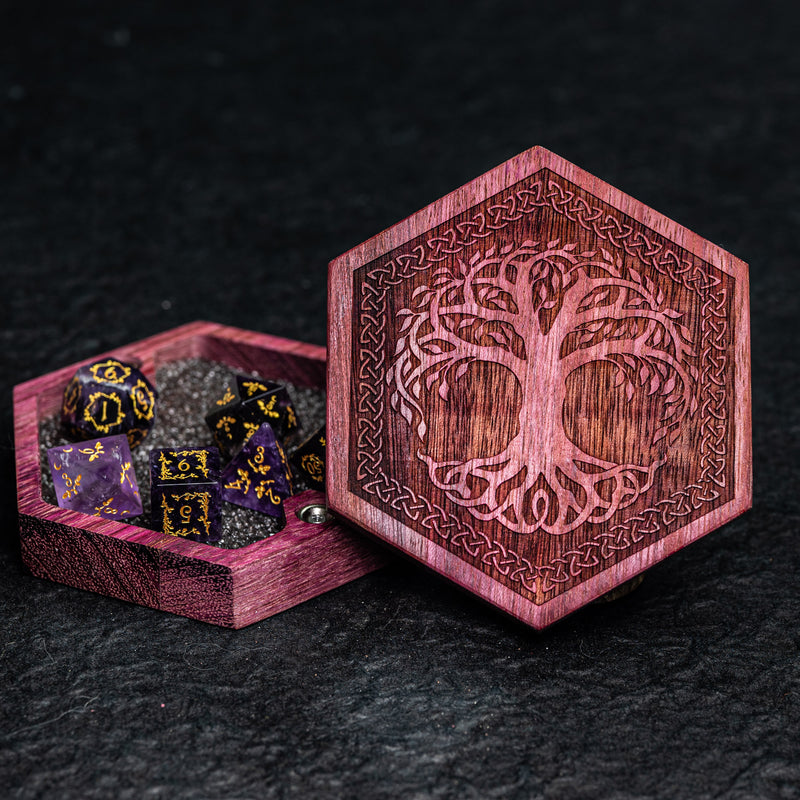 URWizards Engraved Purple Heart D&D Dice Box Tree - Urwizards