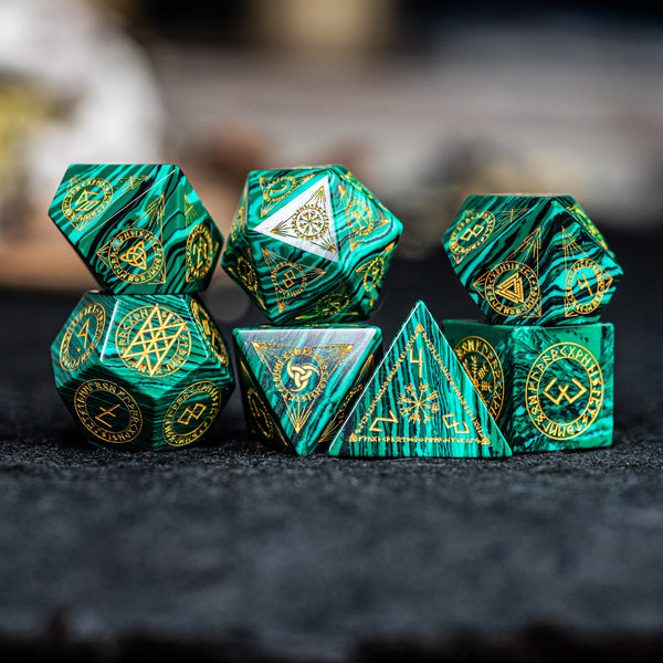 URWizards Dnd Engraved Malachite Dice Set Nordic Style - Urwizards