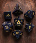 URWizards Dnd Blue Sandstone Engraved Dice Set Zelda Triforce Triangle - Urwizards