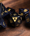 URWizards Dnd Blue Sandstone Engraved Dice Set Zelda Triforce Triangle - Urwizards