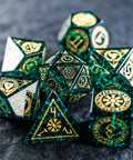 URWizards Dnd Engraved Blast Emerald Glass Dice Set Nordic Style - Urwizards