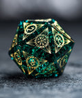URWizards Dnd Engraved Blast Emerald Glass Dice Set Nordic Style - Urwizards