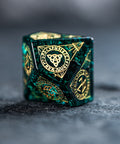 URWizards Dnd Engraved Blast Emerald Glass Dice Set Nordic Style - Urwizards