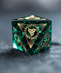 URWizards Dnd Engraved Blast Emerald Glass Dice Set Nordic Style - Urwizards
