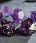 URWizards Dnd Amethyst Gemstone Engraved Dice Set - Urwizards