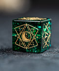 URWizards D&D Blast Emerald Glass Engraved Dice Set Astrology Style - Urwizards