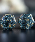 URWizards D&D Blast Dark Glass Engraved Dice Set YEET & F*CK Gold - Urwizards