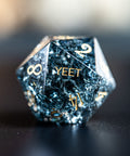 URWizards D&D Blast Dark Glass Engraved Dice Set YEET & F*CK Gold - Urwizards