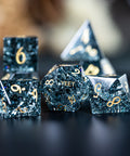URWizards D&D Blast Dark Glass Engraved Dice Set YEET & F*CK Gold - Urwizards
