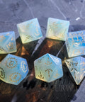 URWizards Dnd Opalite Gemstone Engraved Dice Set Dagger Rogue Style - Urwizards