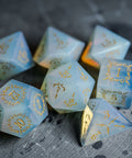 URWizards Dnd Opalite Gemstone Engraved Dice Set Dagger Rogue Style - Urwizards