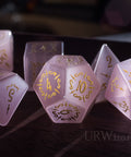 URWizards Dnd Pink Cat's Eye Gemstone Engraved Dice Set Dagger Rogue Style - Urwizards