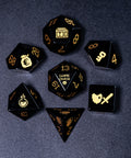 URWizards D&D Obsidian Engraved Dice Set Pixel Art RPG - Urwizards