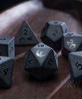 URWizards Dnd Obsidian/Opalite Gemstone Raised Dice Set Dragon Style - Urwizards