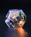 URWizards D&D Dichroic Prism Glass Engraved Dice Set Pixel Art RPG - Urwizards