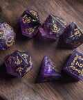 URWizards Dnd Amethyst Gemstone Engraved Dice Set Dagger Rogue Style - Urwizards