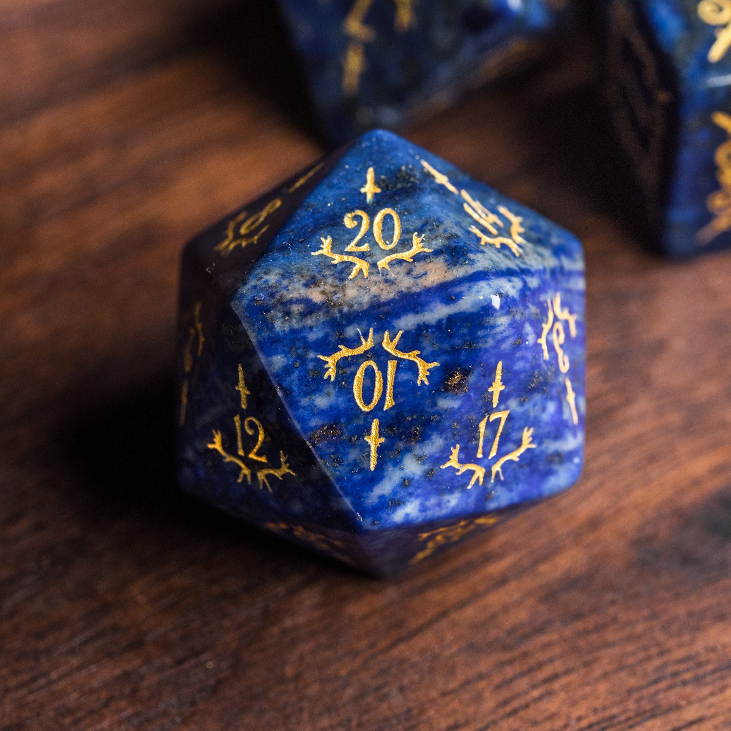 20% OFF ENGRAVED Lapis Lazuli Gemstone Polyhedral high quality Dice Set: Hand Carved with Qua