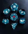 URWizards D&D Ice Glitter Resin Engraved Dice Set Pixel Art RPG - Urwizards