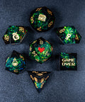URWizards D&D Dark Glitter Resin Engraved Dice Set Pixel Art RPG - Urwizards