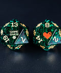 URWizards D&D Blast Emerald Glass Engraved Dice Set Pixel Art RPG - Urwizards