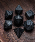 URWizards Dnd Obsidian Gemstone Raised Dice Set Royal Crown Style - Urwizards